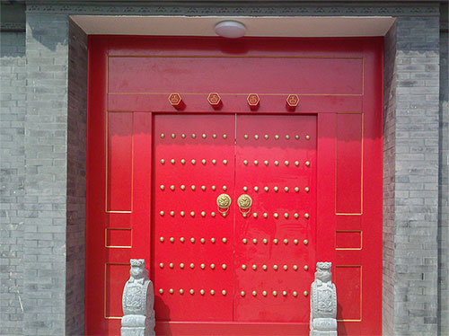 中站中国传统四合院系列朱红色中式木制大门木作